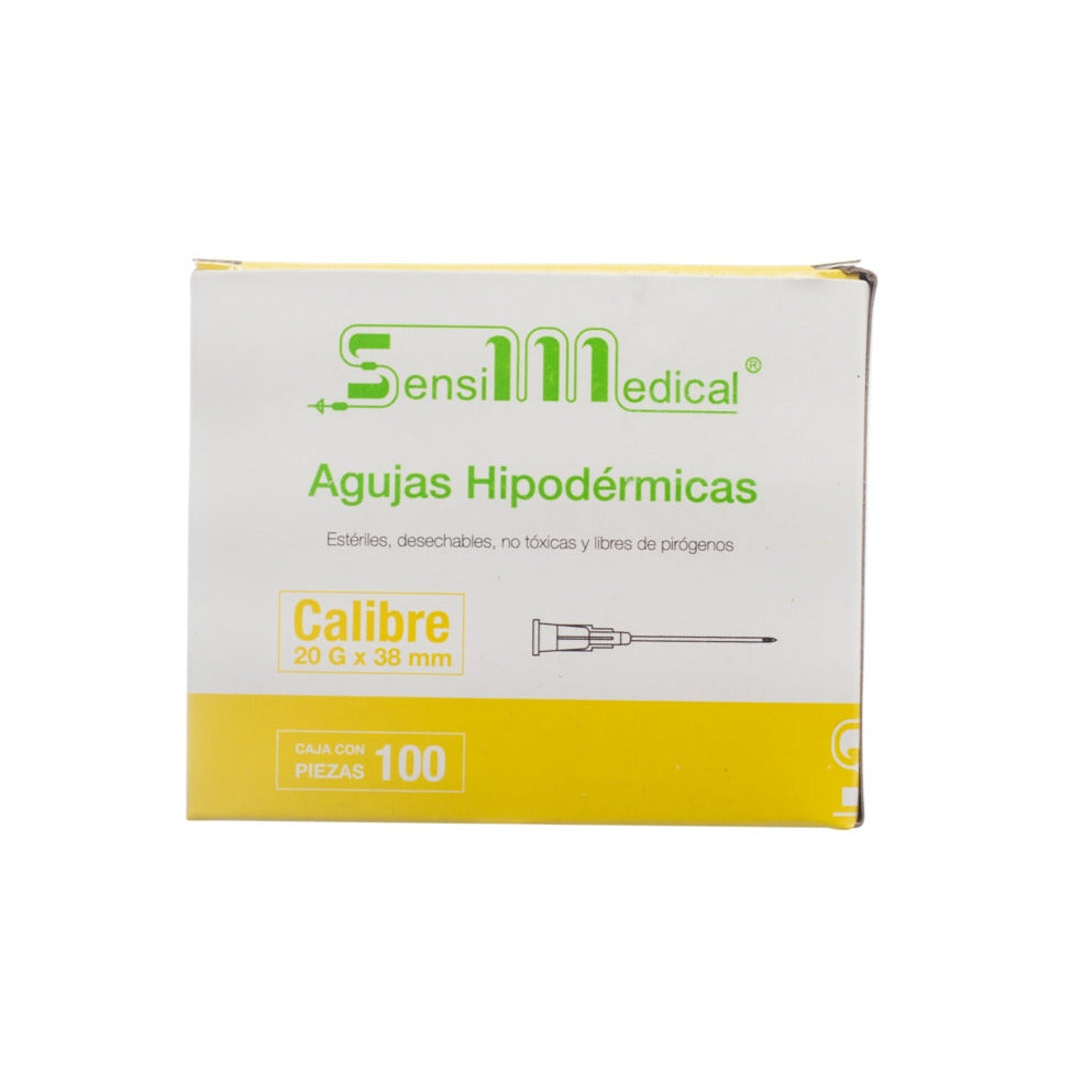 Aguja Hipodermica 20g x 38mm 100 piezas