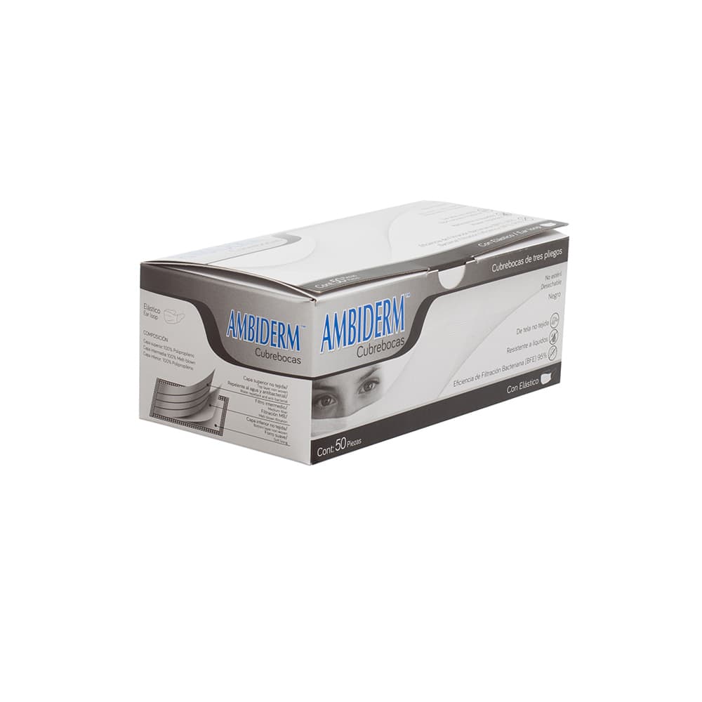 Cubrebocas Desechables Antibacteriales Negros 50 Piezas