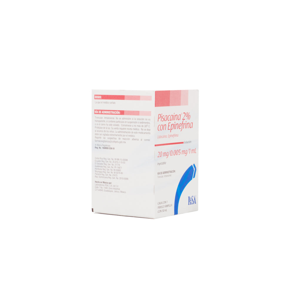 Anestesico Pisacaina 2% con Epinefrina 20 mg/ 0.005 MG /1 ML Inyectable