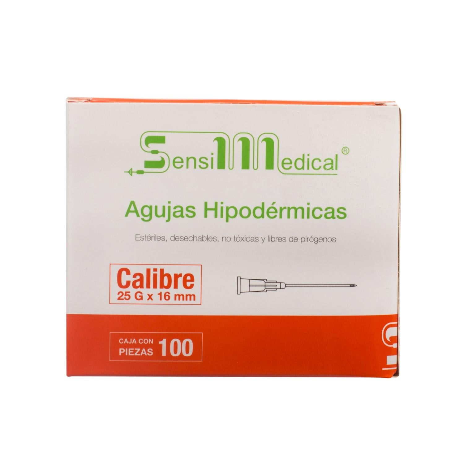 Aguja Hipodermica 25g x 16mm 100 piezas